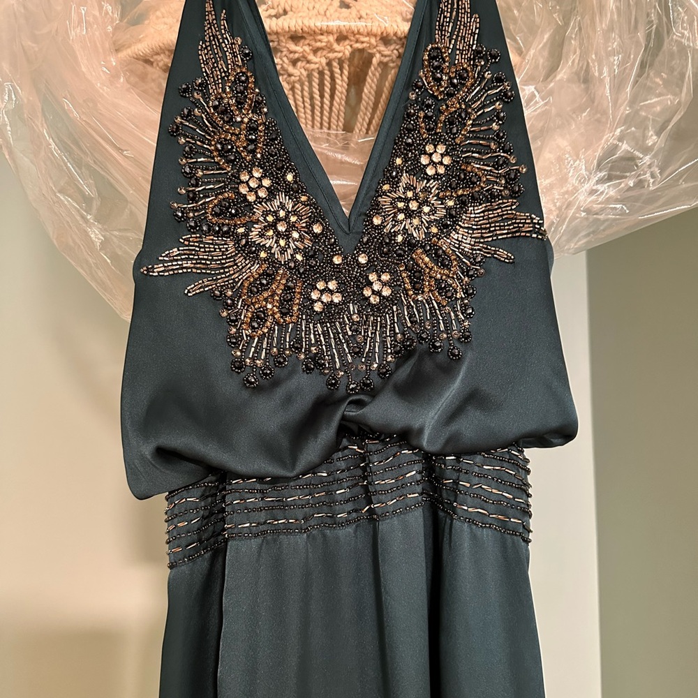 NWT Free People & Candela Satin Jeweled Maxi Gown Size 6 - Picture 9 of 12